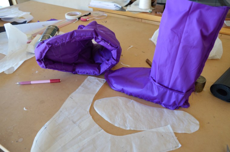 down and lining layers before the sole is attatched