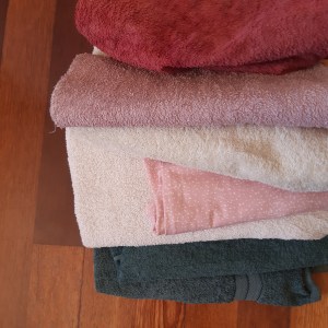 old towels for rag rug weaving